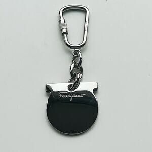 Salvatore Ferragamo Iconic Gancini Keychain Handbag Charm Silver MINT
